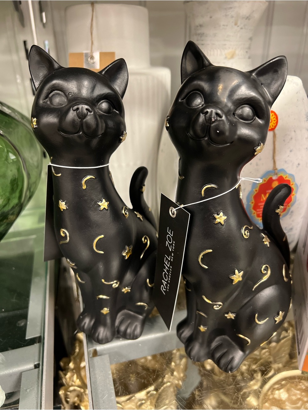 Rachel Zoe Black Celestial Cat Figurine - Decorative Home Accent